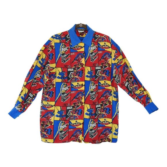 SANDRA‎ ROTH CIAOSPORT Blouse Shirt 100% Silk Vtg Colorblock Sz 6 - Picture 1 of 7